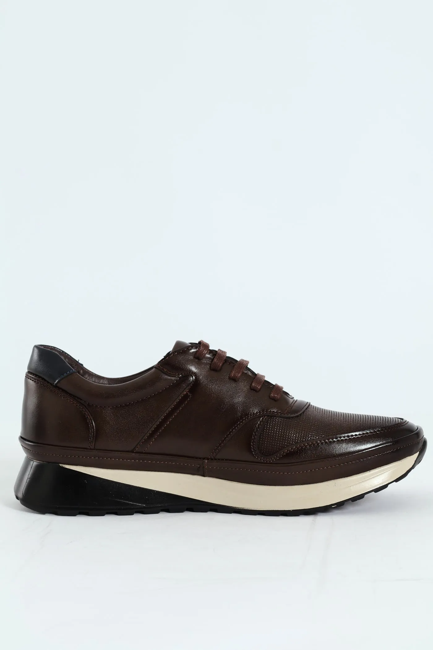 Pin Punched Detail Panelled Smart Casual Shoe - Chocolate sold by Edgars product image thumbnail 2
