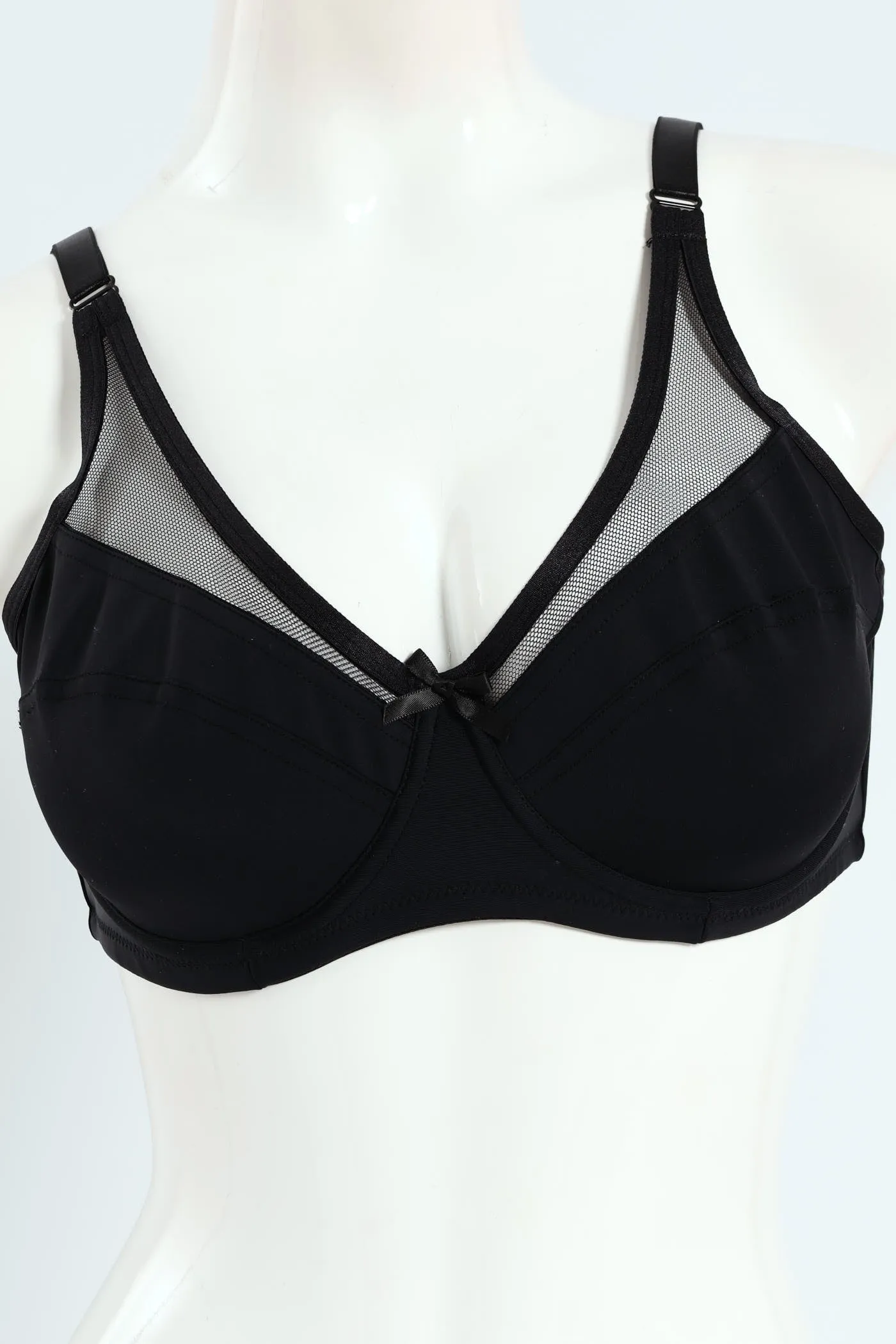 Mesh Trim Minimiser Bra - Black sold by Edgars