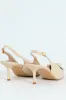 Metal Trim Apron Slingback Kitten Heel - Off White sold by Edgars