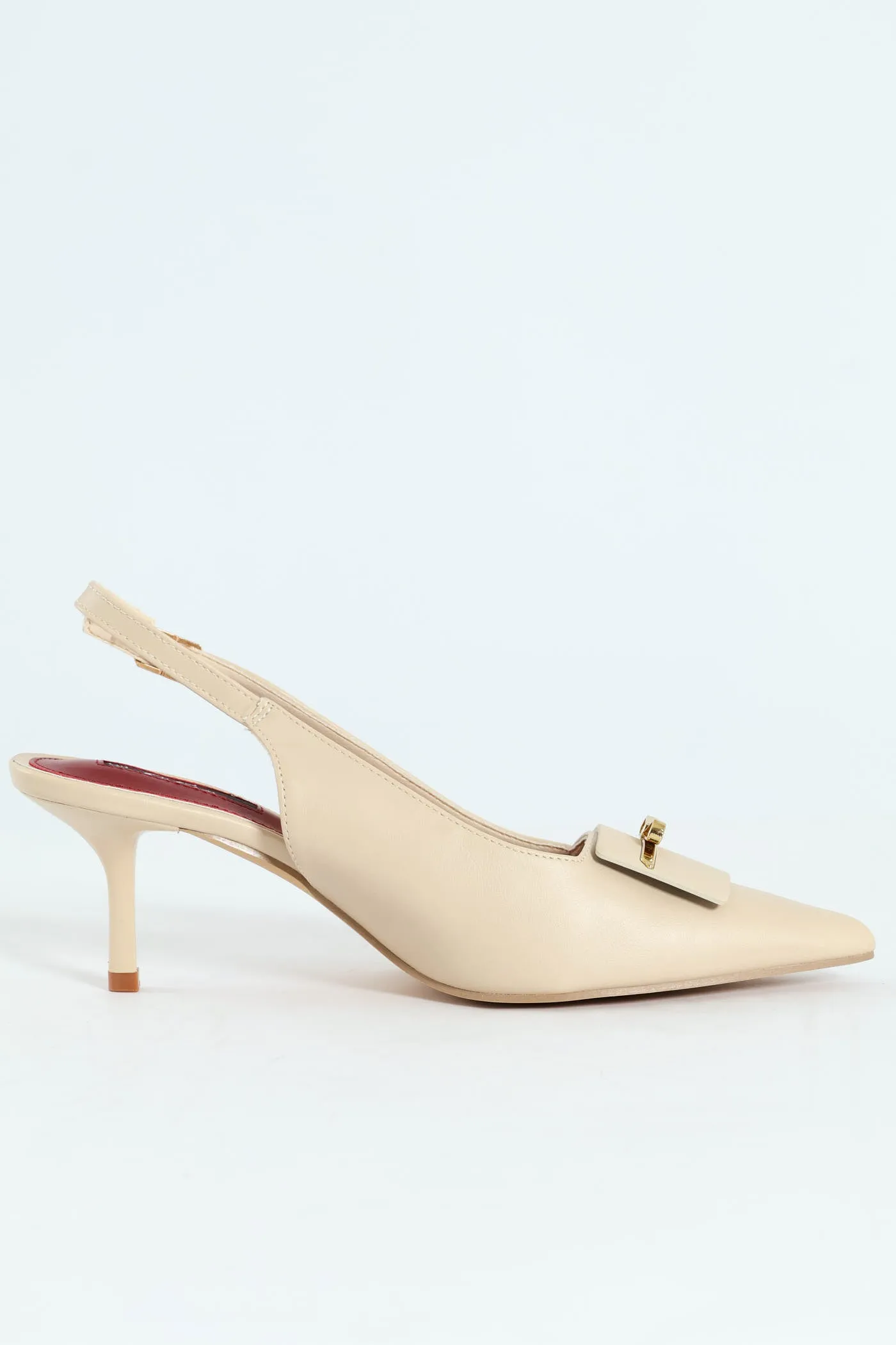 Metal Trim Apron Slingback Kitten Heel - Off White sold by Edgars product image thumbnail 2