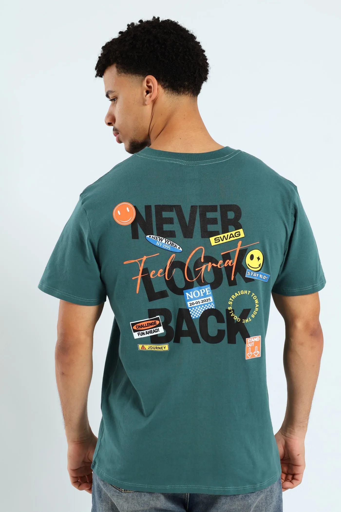 Slogan Front & Back Tee - Forest Green sold by Edgars