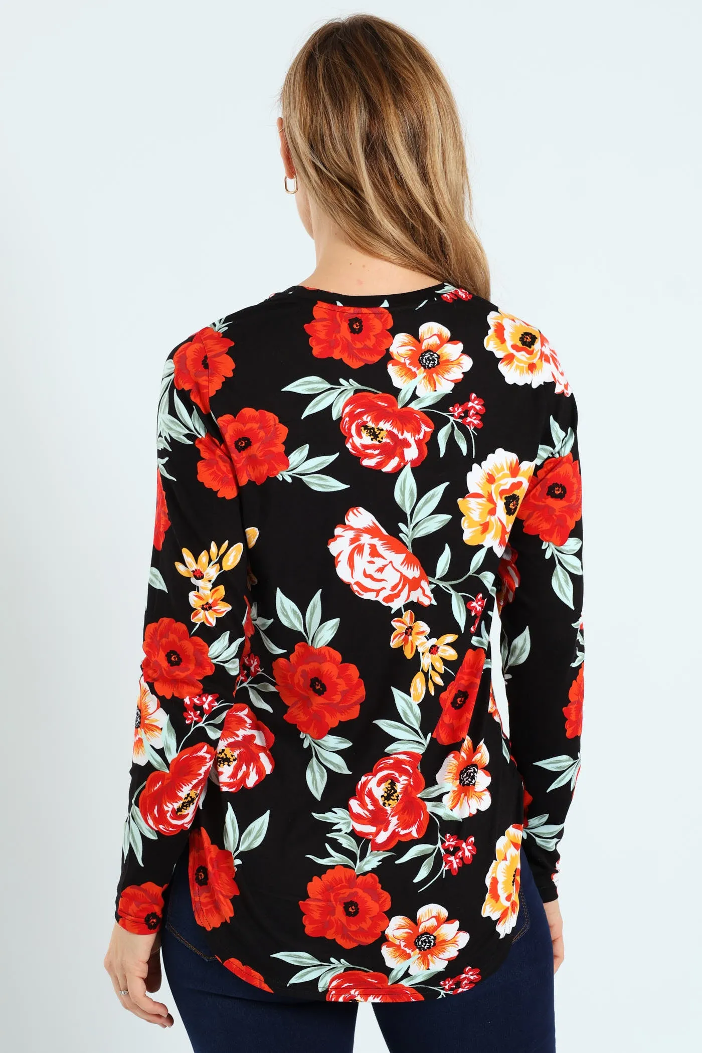 Long Sleeve Print Pocket Crew Top - Black/Red sold by Edgars product image thumbnail 3