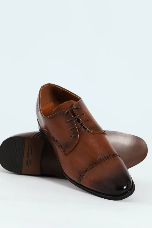 Toe Cap Stitch & Lazer Punch Derby Shoe - Tan sold by Edgars