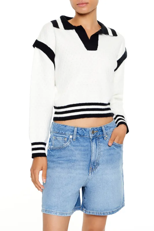 Long Sleeve Sweater Top - White/Black sold by Edgars