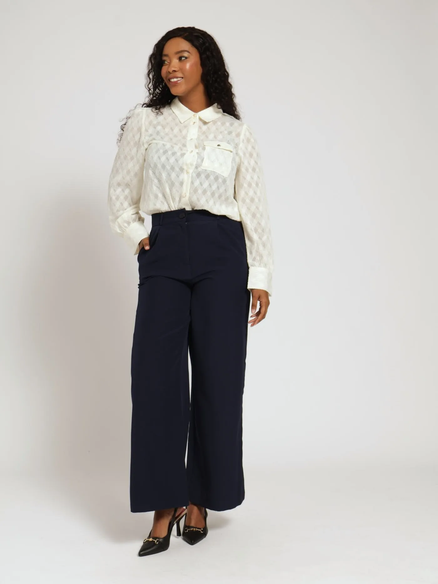 Pleated Wide Leg Formal Pants - Navy sold by Edgars product image thumbnail 2