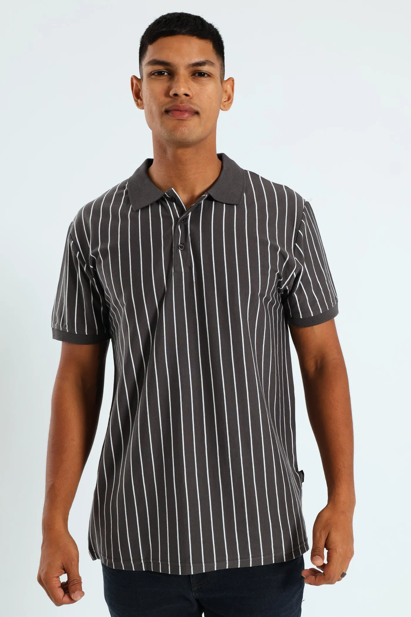 Vertical Stripe Golfer - Charcoal sold by Edgars