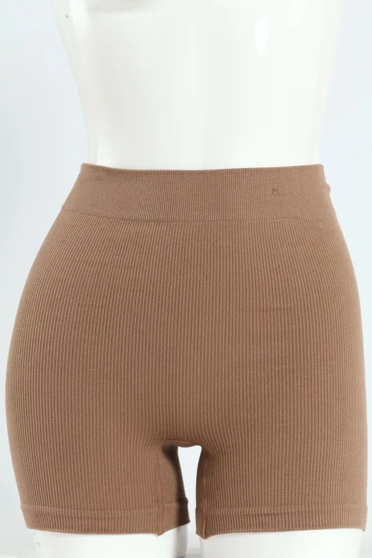 2 Pack Seamless Rib Short - Mocha/Black sold by Edgars