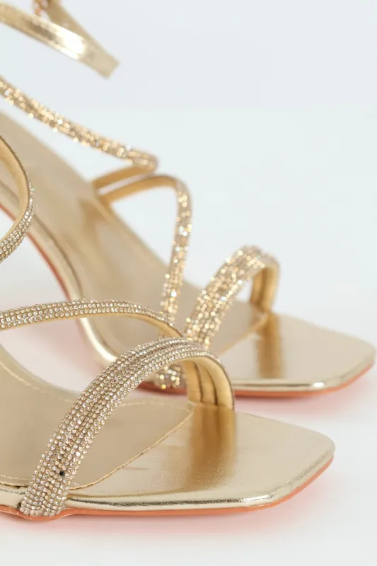 Liliana 2 Multi Strap Block Heel - Gold sold by Edgars