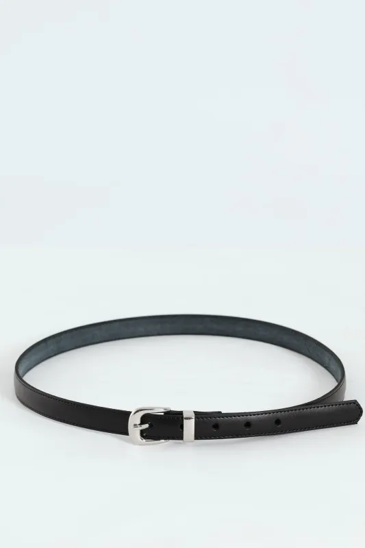 Shiney Buckle 2Cm Leather Belt - Black sold by Edgars