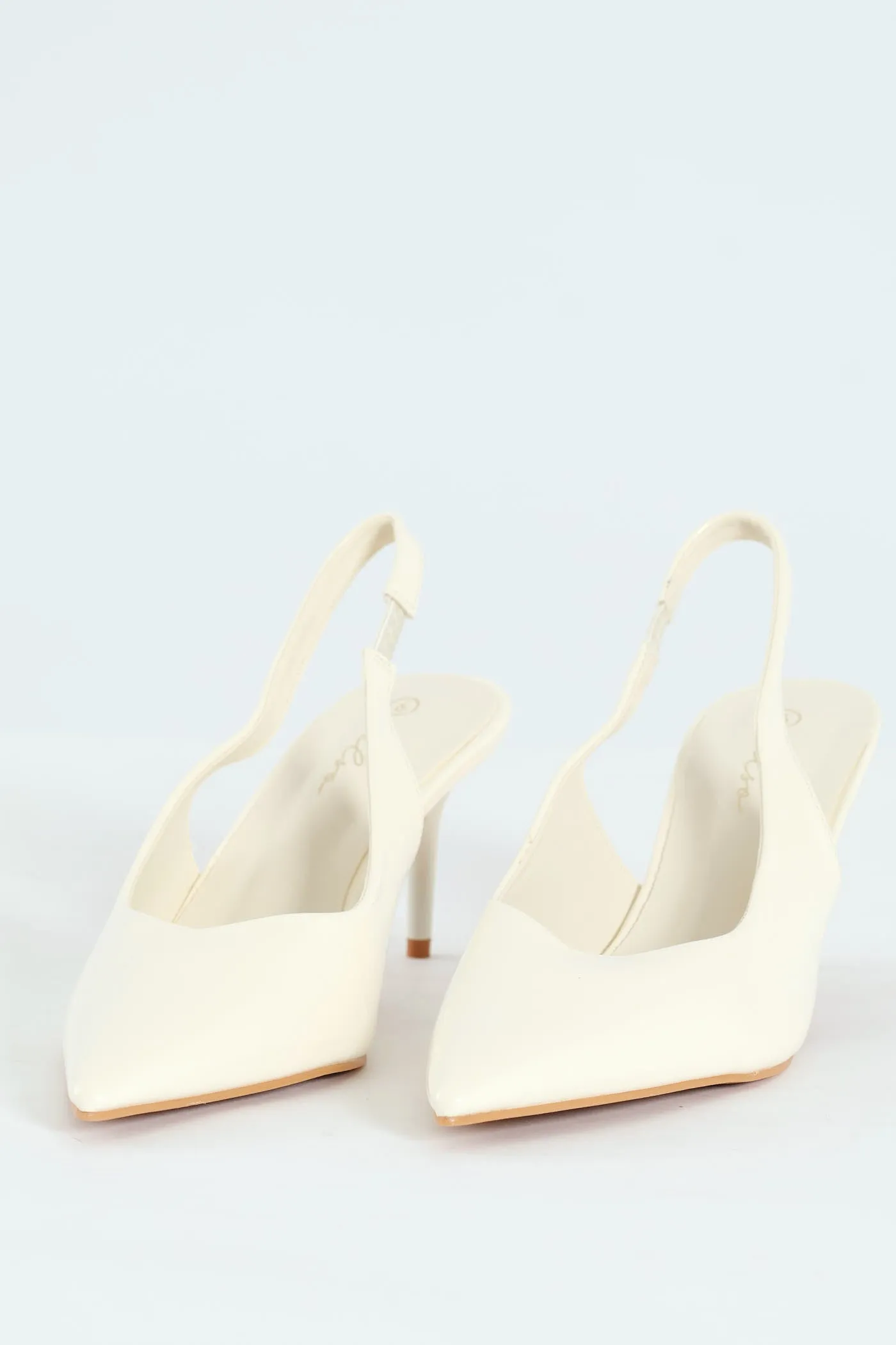 V-Cut Sling Back Kitten Heel - White sold by Edgars