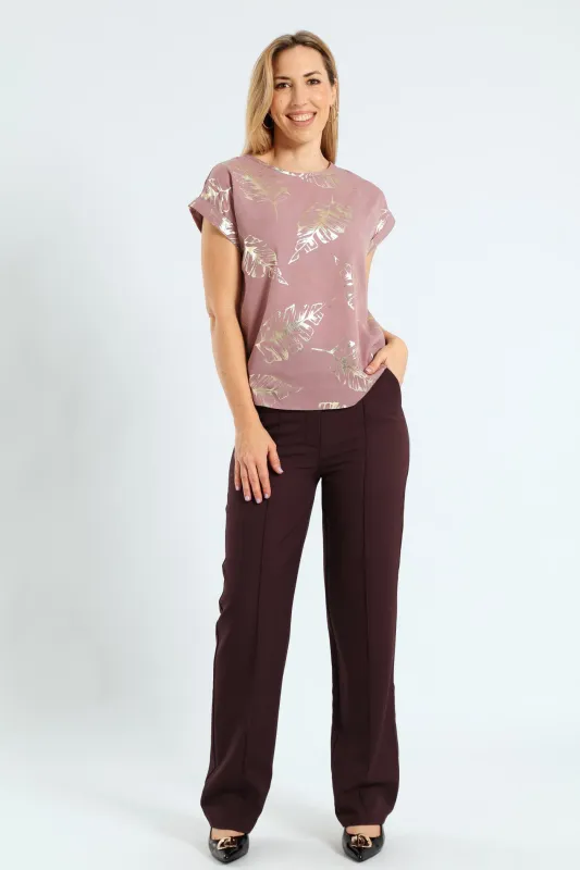 Formal Floral Tee - Mauve sold by Edgars