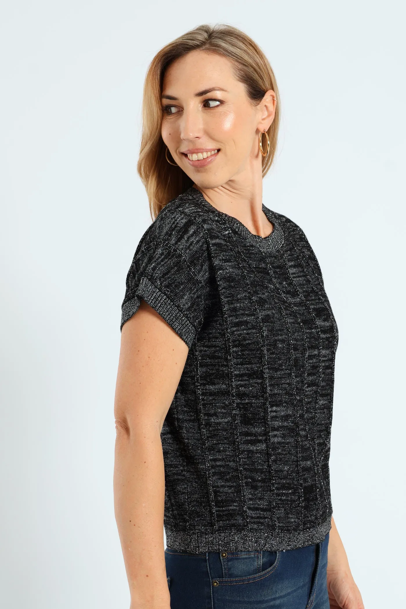 Lurex Pintuck Grown On Sweater - Black sold by Edgars product image thumbnail 3