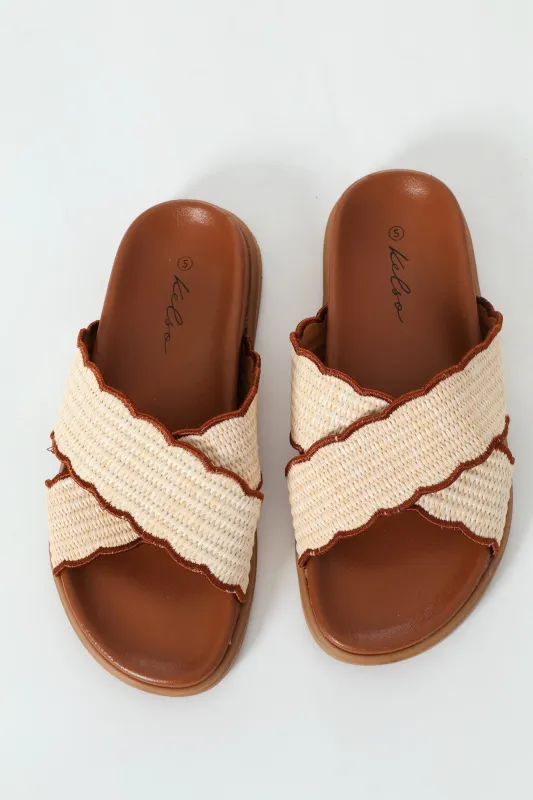 Crosstrap Scalloped Weave Sandal - Tan sold by Edgars 