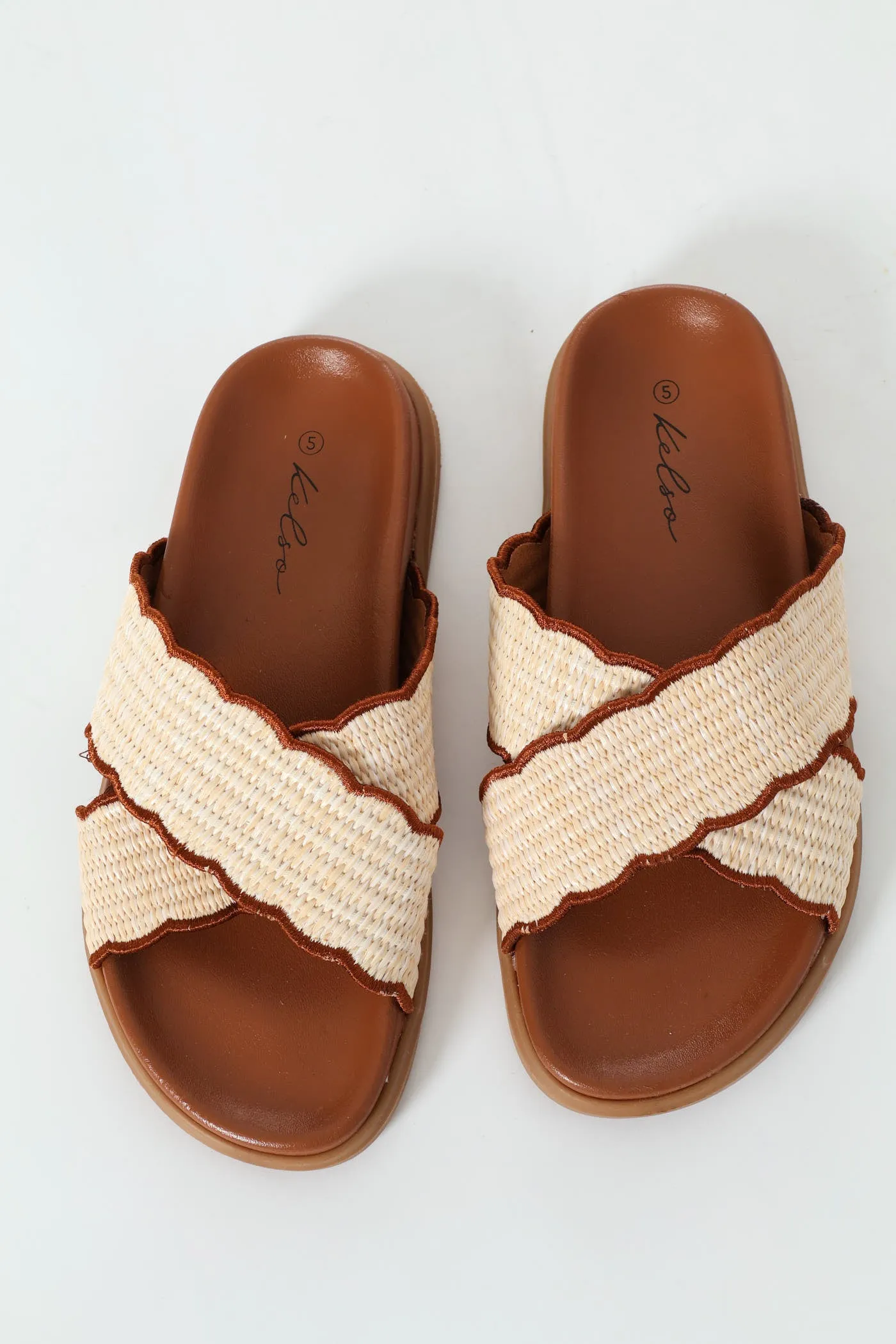 Crosstrap Scalloped Weave Sandal - Tan sold by Edgars