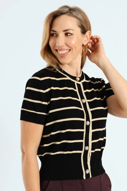Striped Cardigan - Black sold by Edgars 