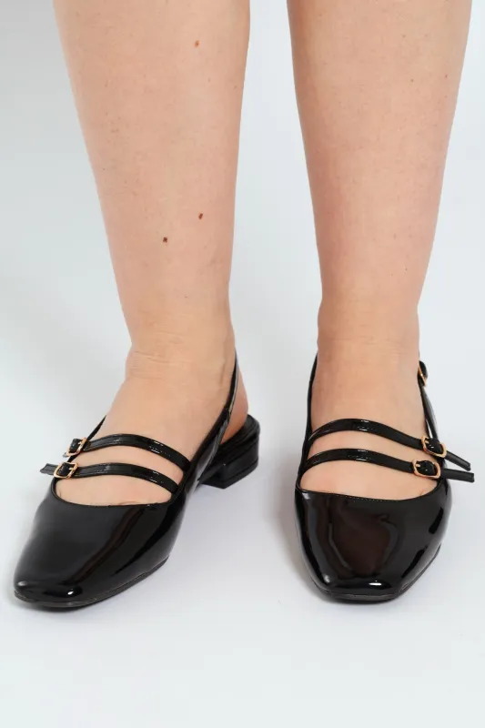 Double Buckle Mary Jane Slingback Mule - Black sold by Edgars