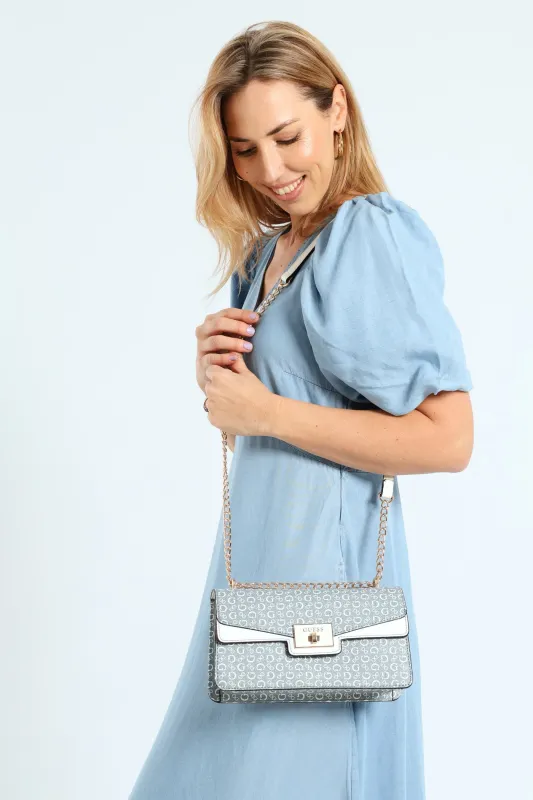 Alysa Convertible Crossbody Flap Bag - Denim made by Guess