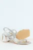 Double Diamante Strap On Block Heel - Silver sold by Edgars