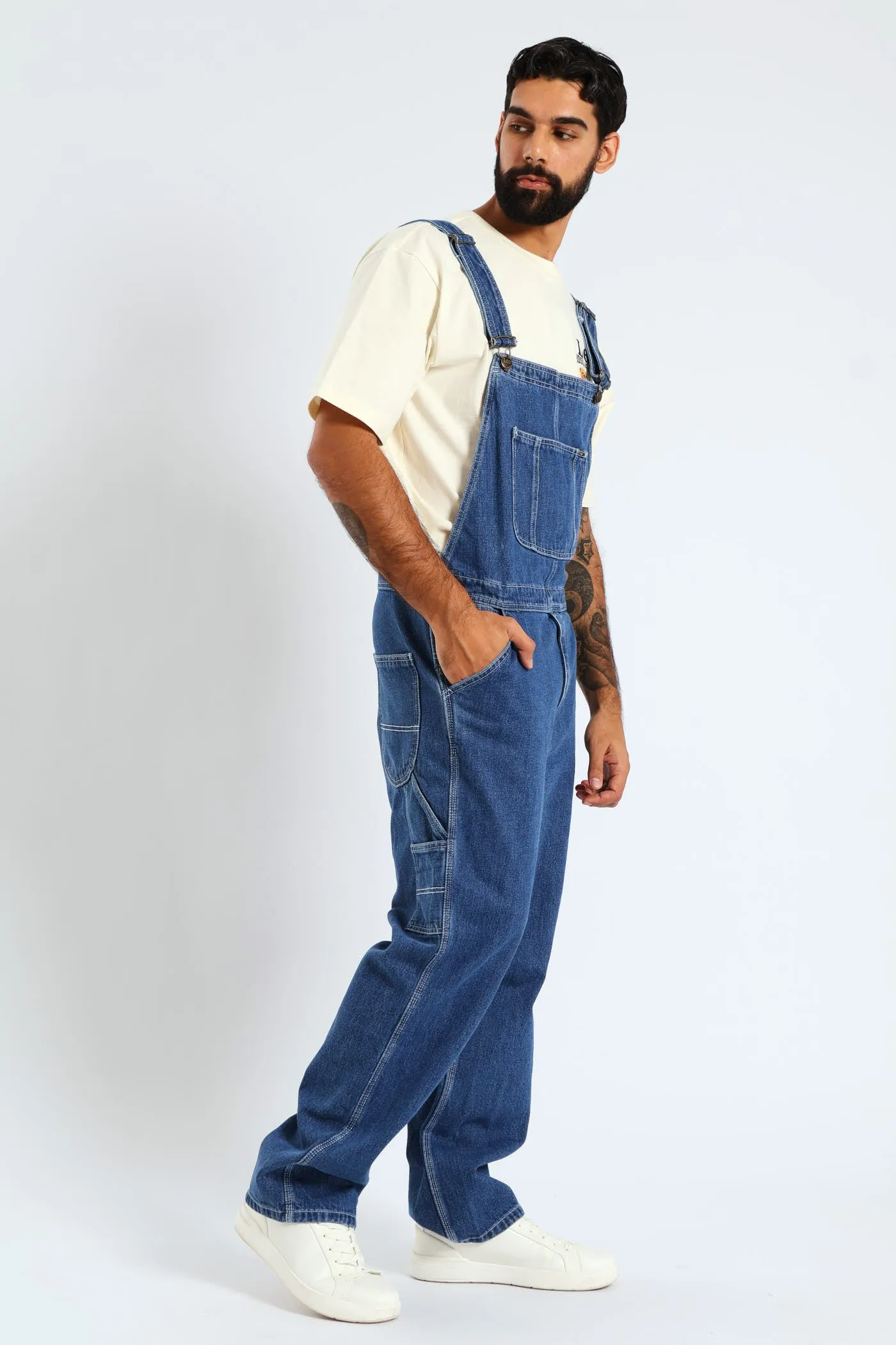 Regular Relaxed Straight Leg Denim Dungaree - Med Wash sold by Edgars product image thumbnail 2