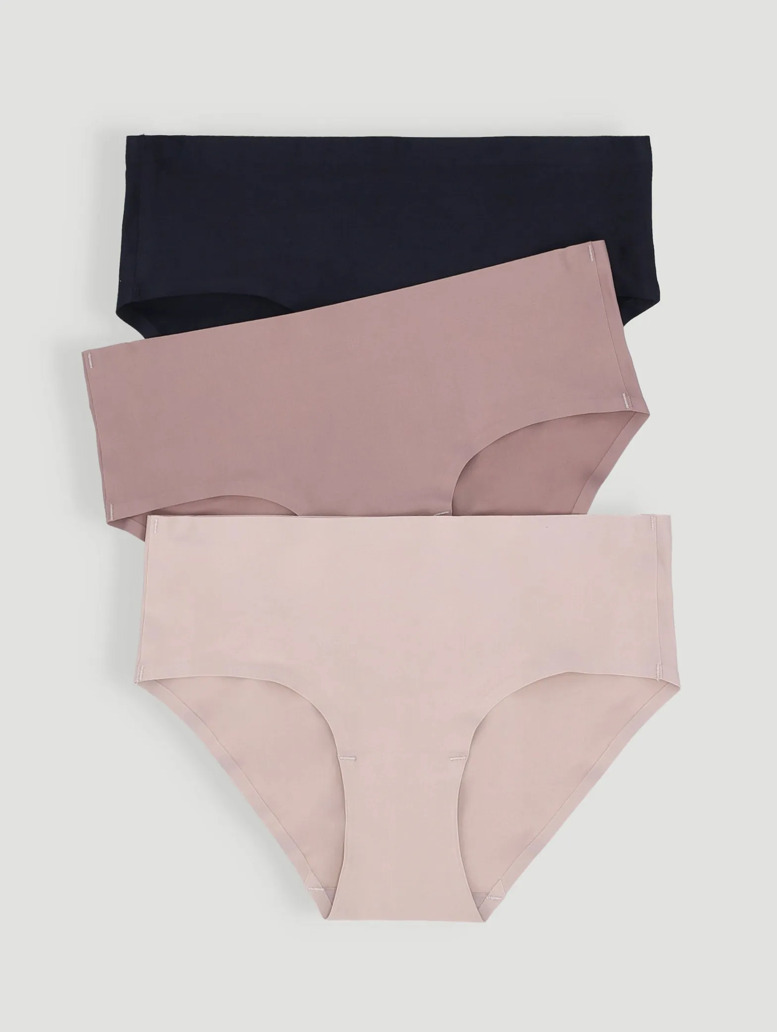 3 Pack Seemless Boyleg Panties - Black/Mocha/Beige sold by Edgars