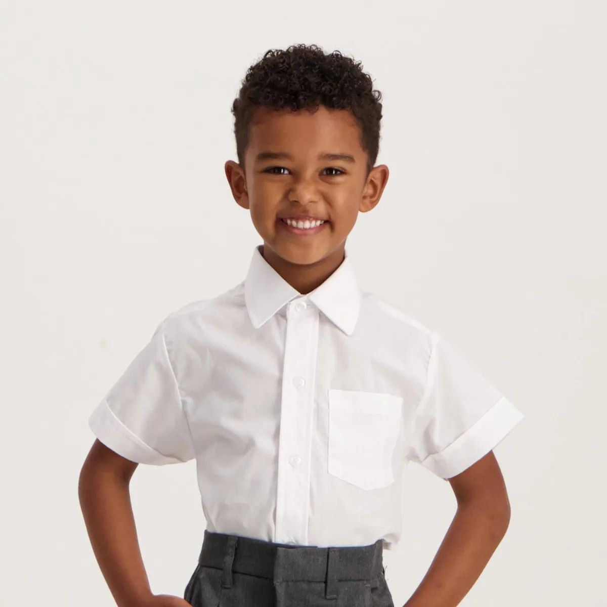 Boys Short Sleeve Regular Neck Shirt - White sold by Edgars