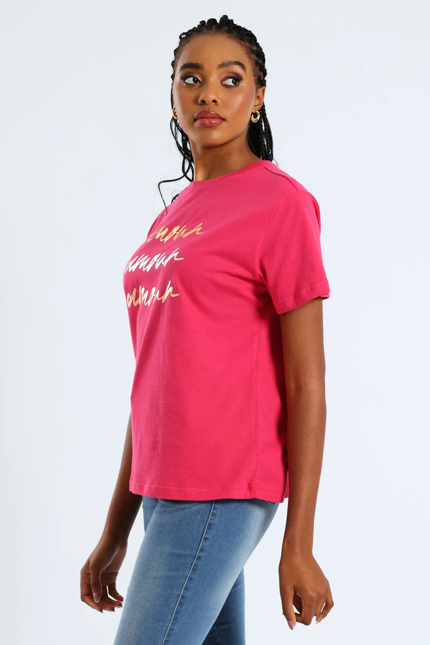 Amour Slogan Foil Tee - Magenta sold by Edgars product image thumbnail 2