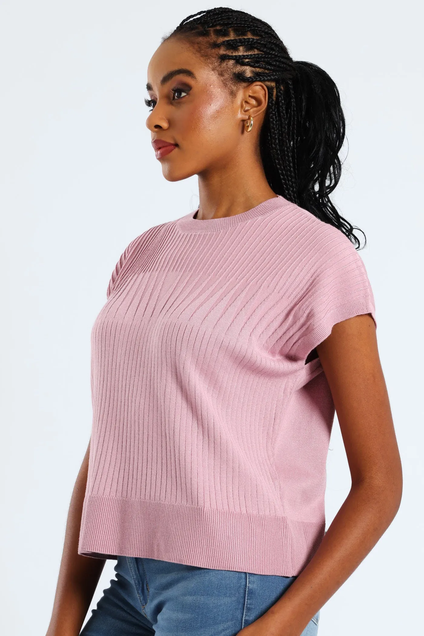 Zig-Zag Yoke Pointelle Grown On Sleeve Tee - Mauve sold by Edgars product image thumbnail 3