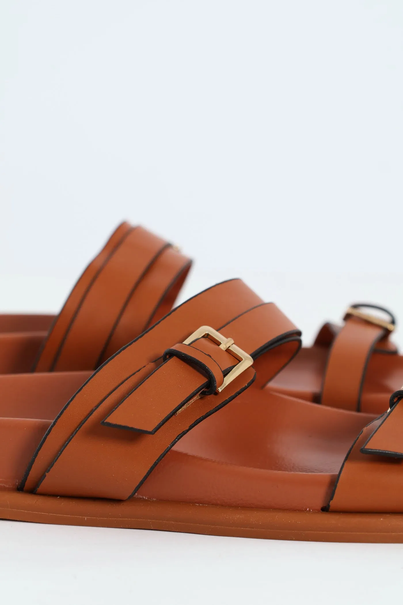 Buckle Detail Double Band Mule Sandal - Tan sold by Edgars product image thumbnail 2
