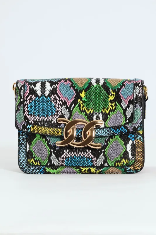 Animal Print Gold Clasp Satchel - Multi sold by Edgars