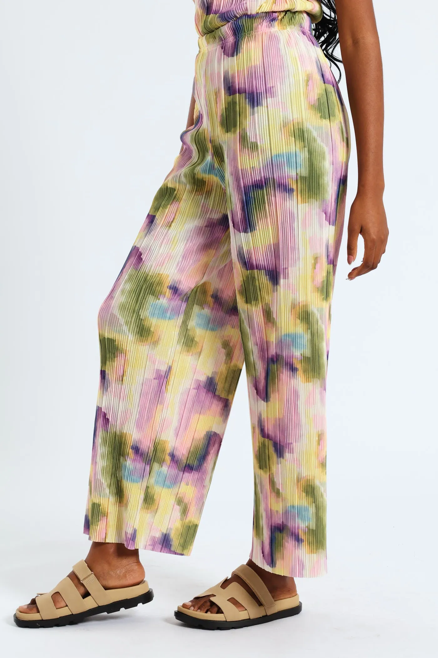 Pull-On Printed Plisse Wideleg Pants - Multi sold by Edgars product image thumbnail 3