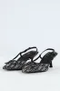 Square Geoprint Slingback Kitten Heel - Black sold by Edgars