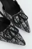 Square Geoprint Slingback Kitten Heel - Black sold by Edgars