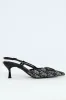 Square Geoprint Slingback Kitten Heel - Black sold by Edgars