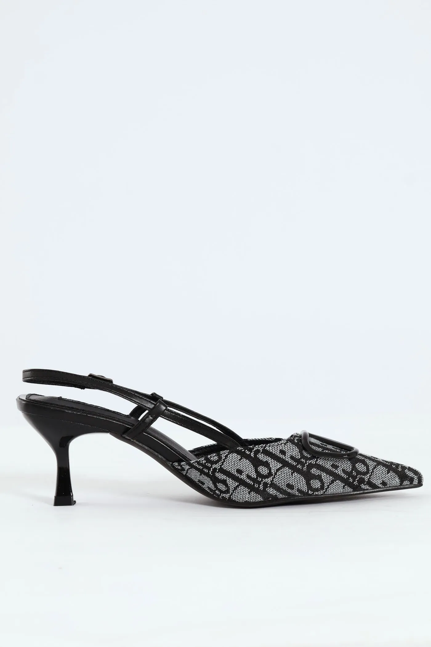 Square Geoprint Slingback Kitten Heel - Black sold by Edgars product image thumbnail 5