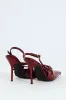 Patent Pointy Buckle Multistrap Slingback Heel - Burgundy sold by Edgars