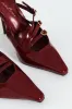 Patent Pointy Buckle Multistrap Slingback Heel - Burgundy sold by Edgars