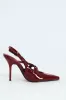 Patent Pointy Buckle Multistrap Slingback Heel - Burgundy sold by Edgars