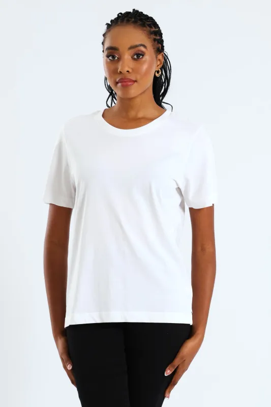 Short Sleeve Cotton Boxy Tee - White sold by Edgars 