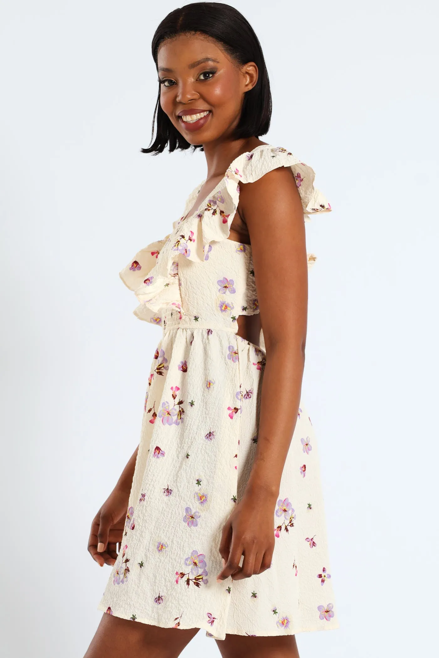 Postcard Frill Smock Mini Dress - Cream sold by Edgars product image thumbnail 4