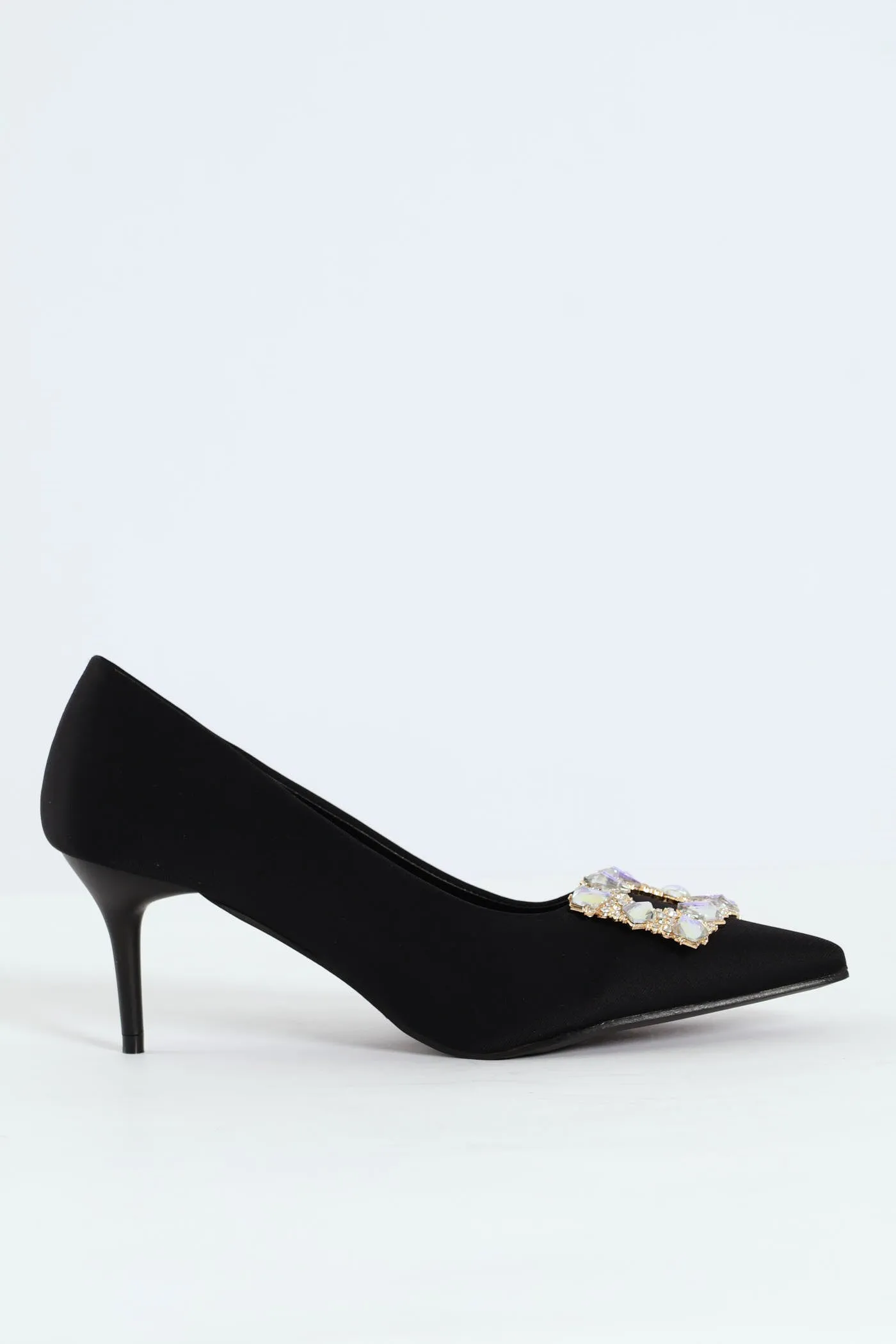 Square Diamante Trim Kitten Court Heel - Black sold by Edgars product image thumbnail 5