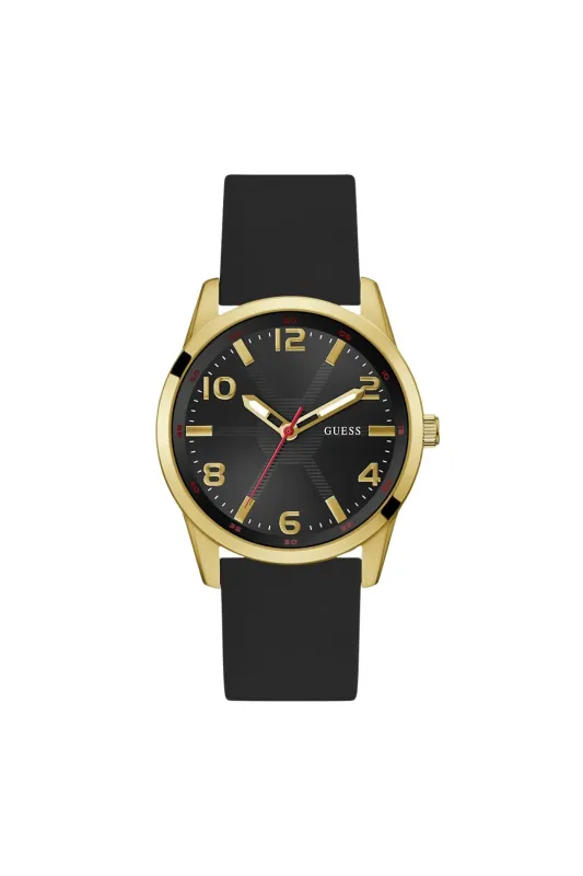 Gold Case Watch With Black Dial & Leather Strap - Gold sold by Edgars 