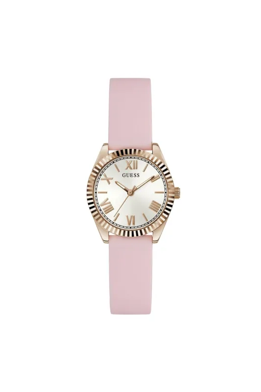Rose Gold Case Watch With White Dial & Pink Leather Strap - Rose Gold sold by Edgars