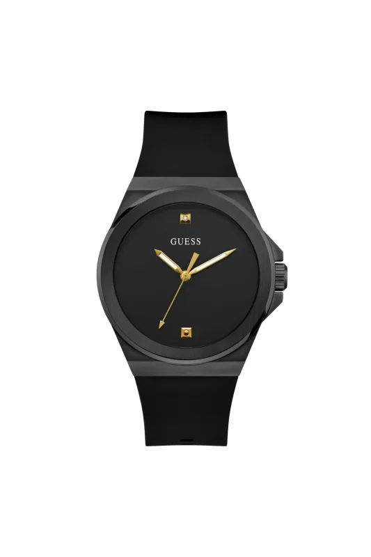 Black Case Watch With Black Dial & Silicone Strap - Black sold by Edgars