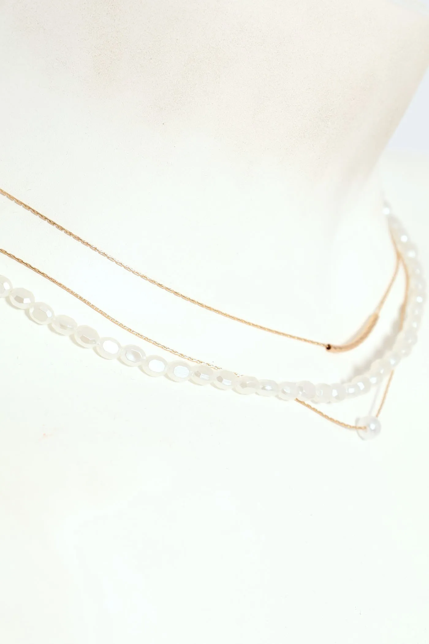 3 Layer Pearl Bead Necklace - Gold sold by Edgars