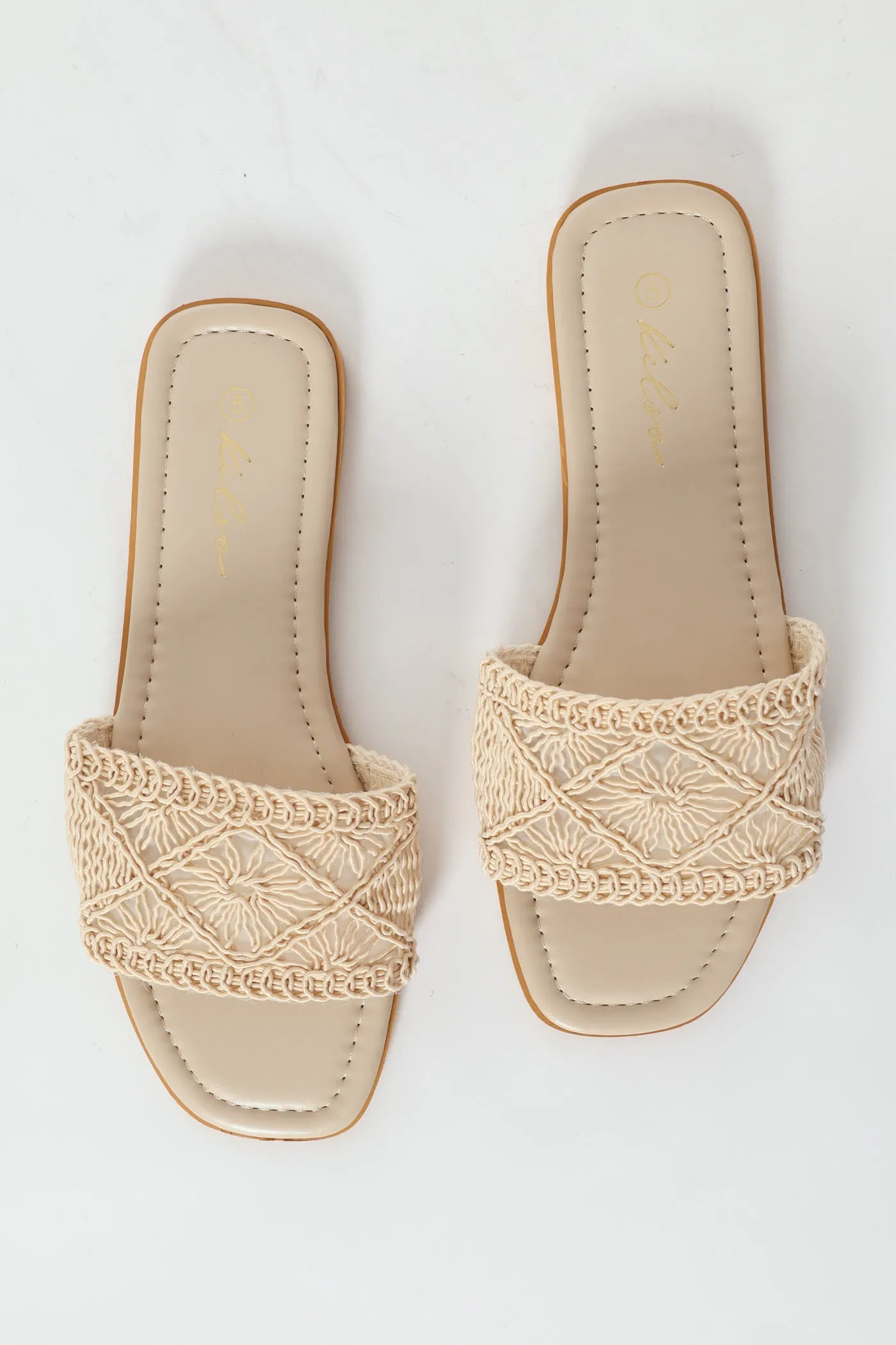 Macrame Single Band Sandal - Off White sold by Edgars