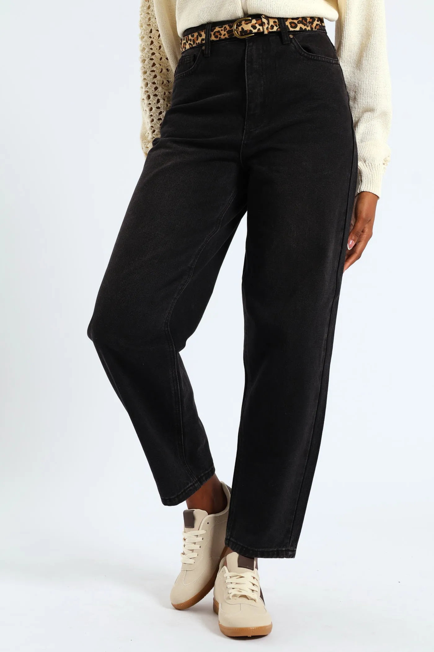 Animal Print Belted Hi-Rise Tapered Leg Denim - Black sold by Edgars product image thumbnail 2