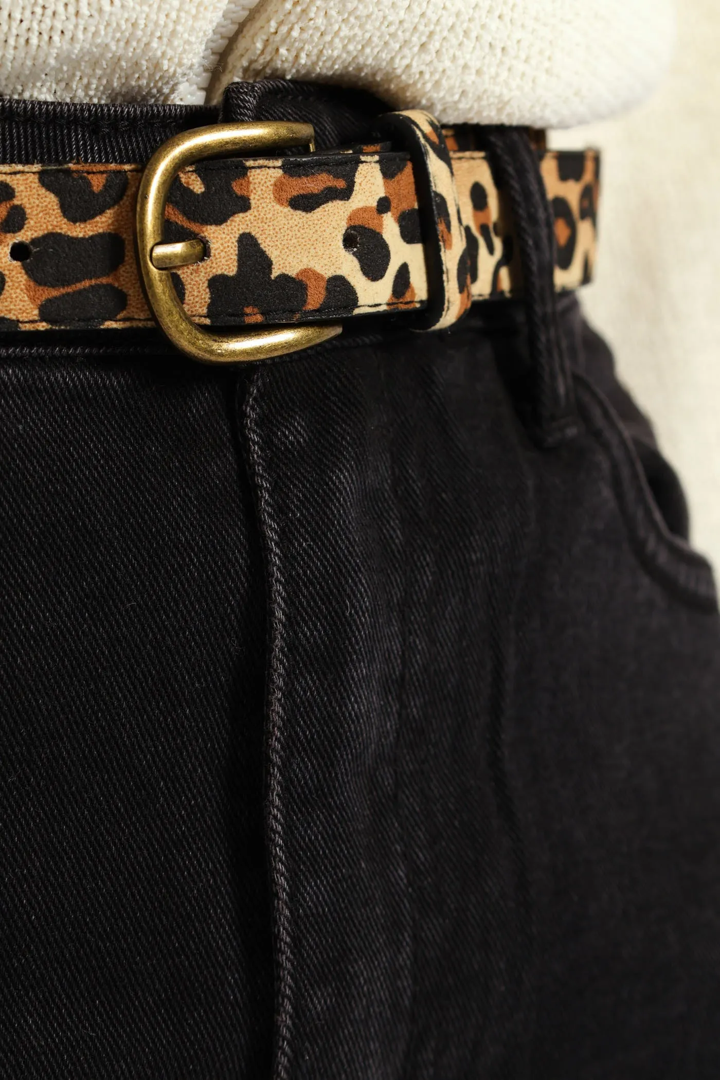 Animal Print Belted Hi-Rise Tapered Leg Denim - Black sold by Edgars product image thumbnail 3