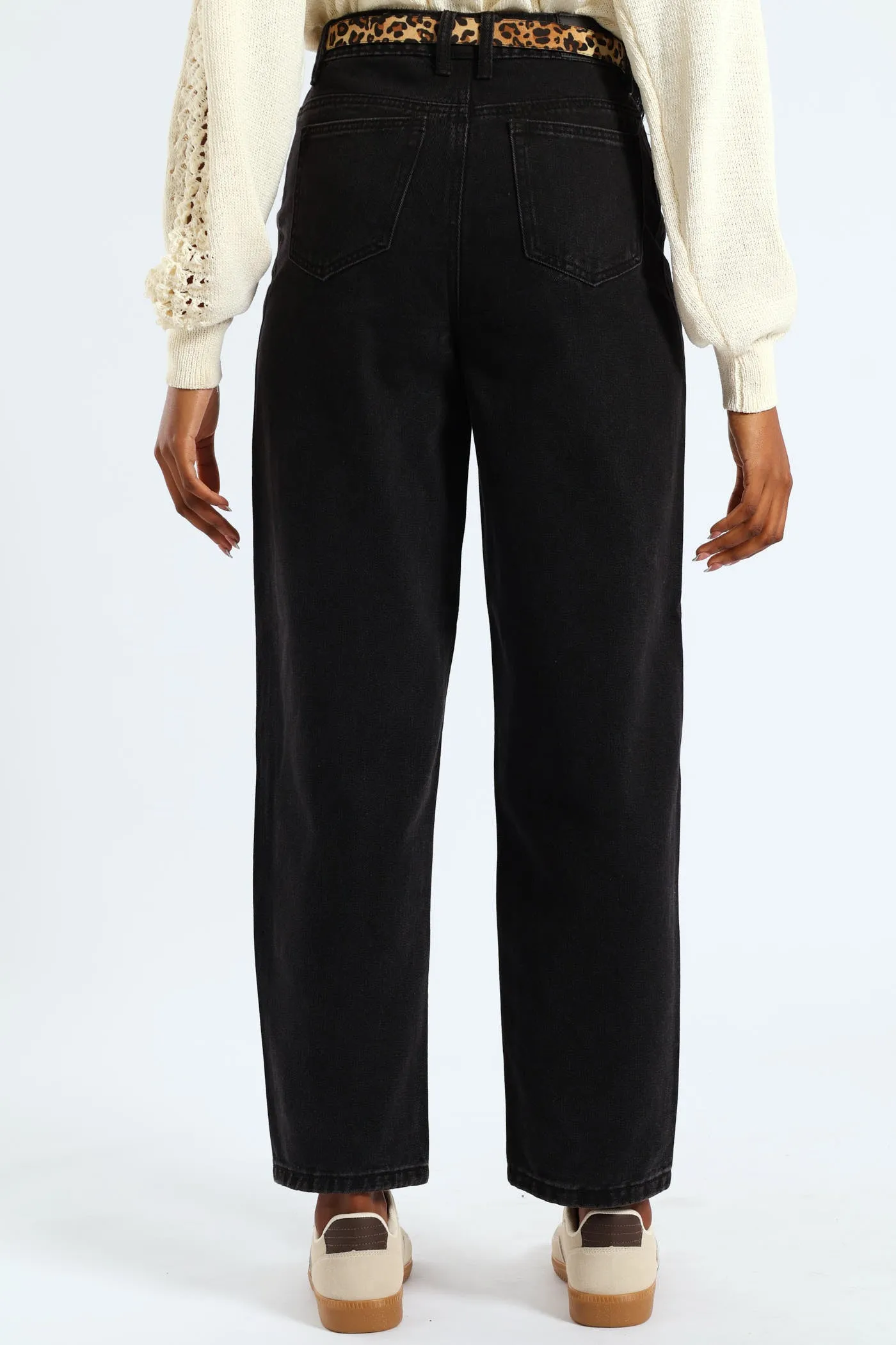 Animal Print Belted Hi-Rise Tapered Leg Denim - Black sold by Edgars product image thumbnail 5