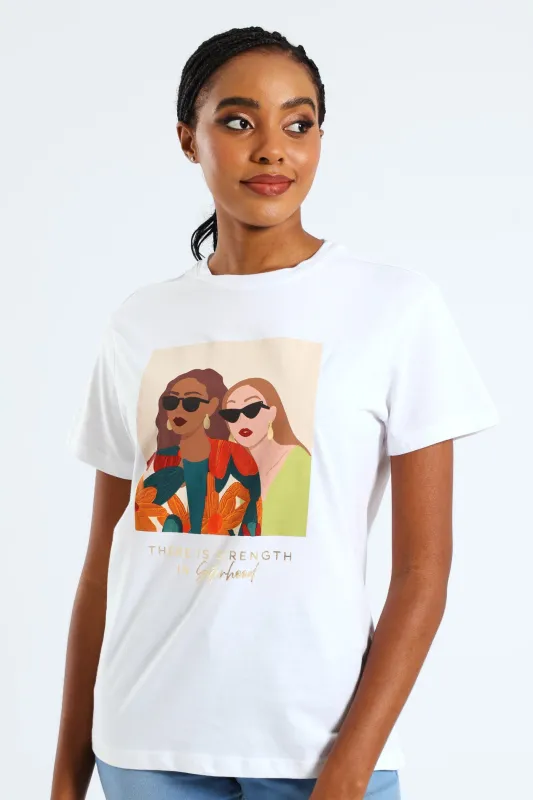 Double Icon Sisterhood Tee - White sold by Edgars