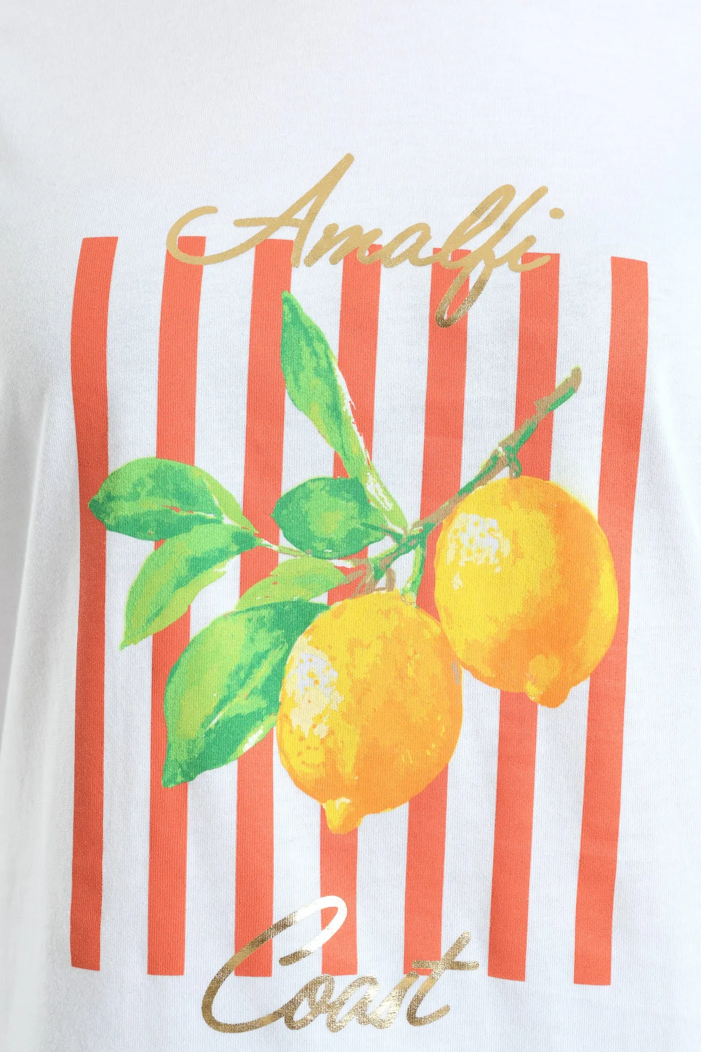 Amalfi Coast Stripe Lemon Boxy Tee - White sold by Edgars product image thumbnail 4